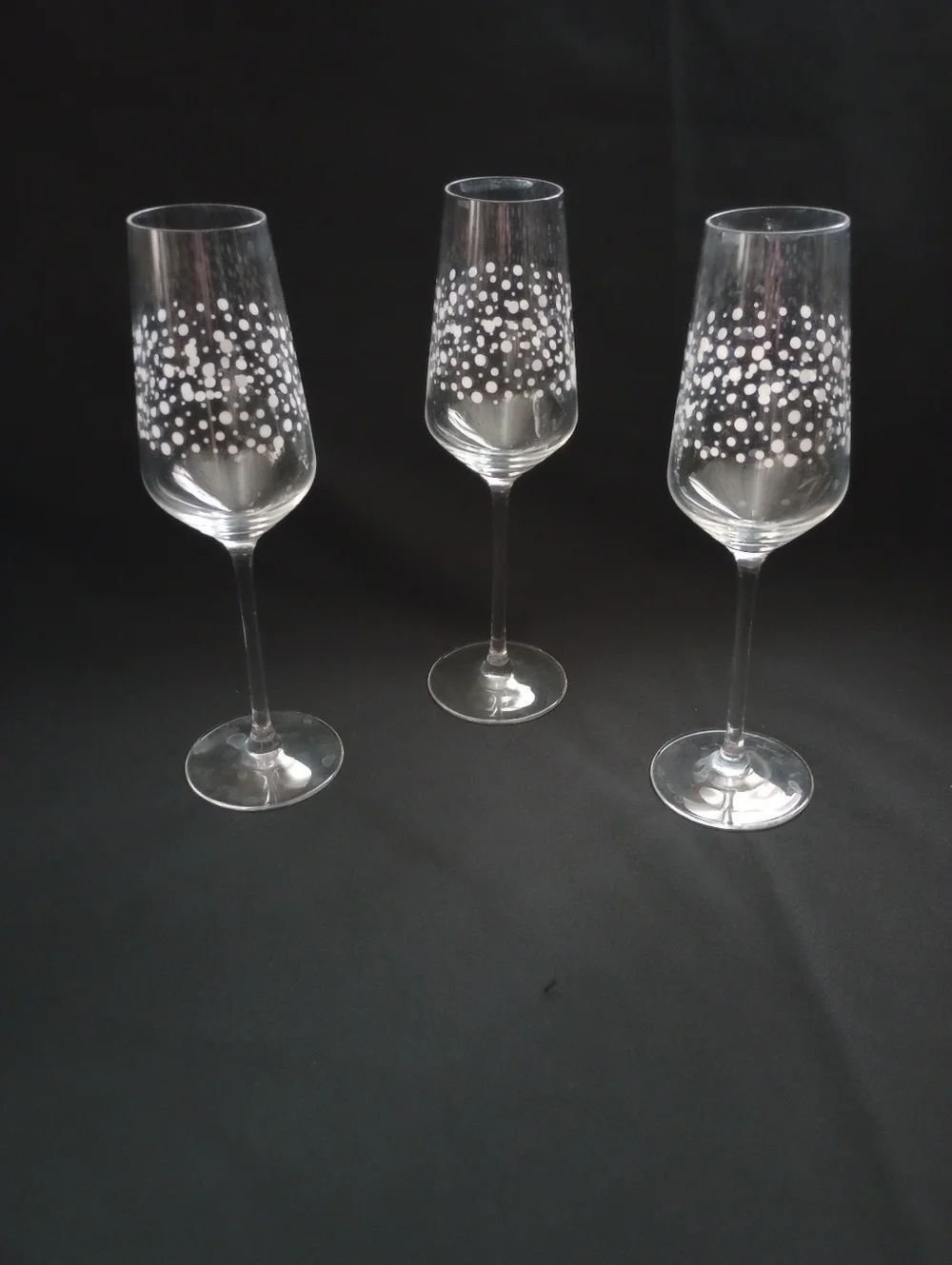 Ikea Inbjuden Bubble/White Dots Pattern Champagne Flutes -Set Of 3